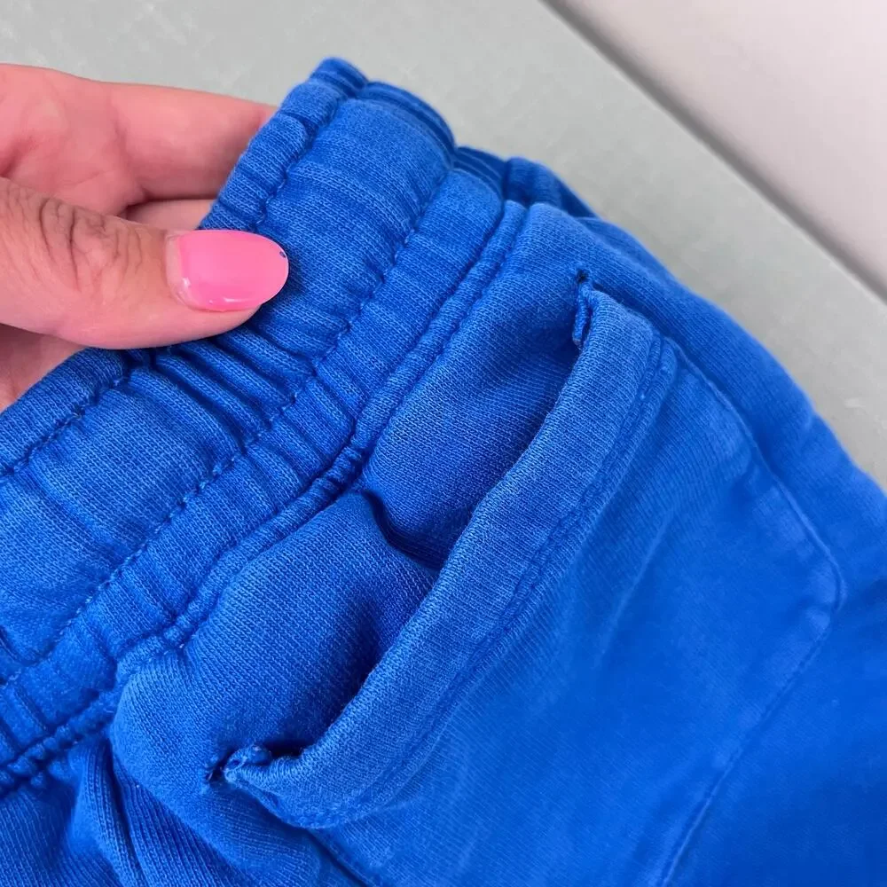 Hanna Andersson Slim Fit French Terry Double Knee Sweatpants Blue 90 cm 3T